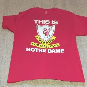Mens Liverpool Football Club "This Is Notre Dame" T Shirt Size Large Red
